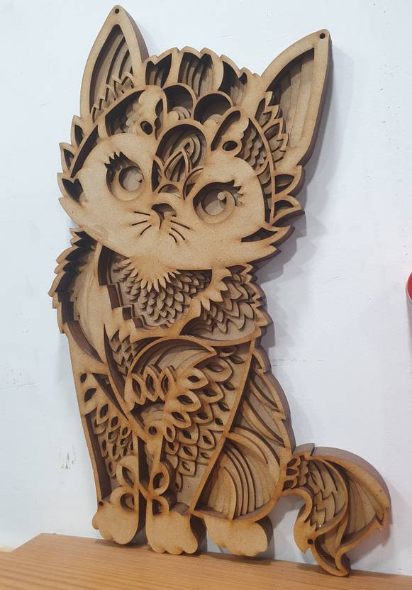 Shilpacharya Handicrafts Mdf Wooden Persian Cat Wall Hanging Price in