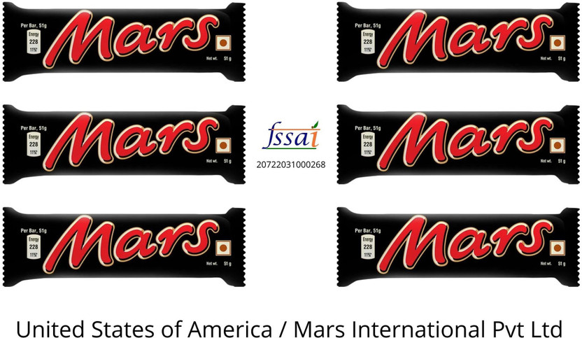 MARS Nougat & Caramel Filled Chocolate (IMPORTED FROM USA) (PACK OF 6) Bar(6 x 51 g)