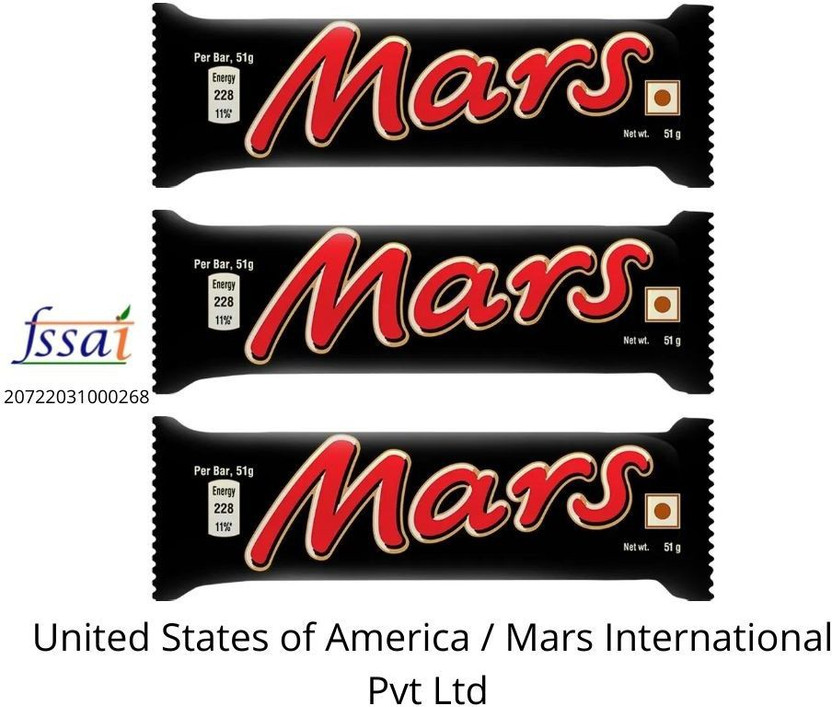 MARS Nougat & Caramel Filled Chocolate (IMPORTED FROM USA) (PACK OF 3) Bars(3 x 51 g)