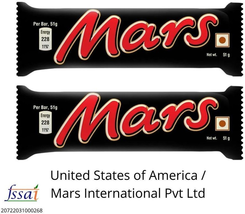 MARS Nougat & Caramel Filled Chocolate (IMPORTED FROM USA) (PACK OF 2) Bars(2 x 51 g)
