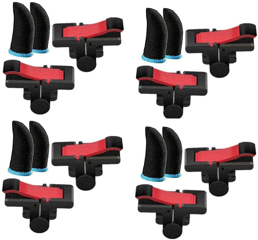 FKU [4PAIR] D9 PUBG Game Controller L1 R1 Trigger & [4 Pair] Finger sleeve  Joystick(Black, For PC, Mac OS)