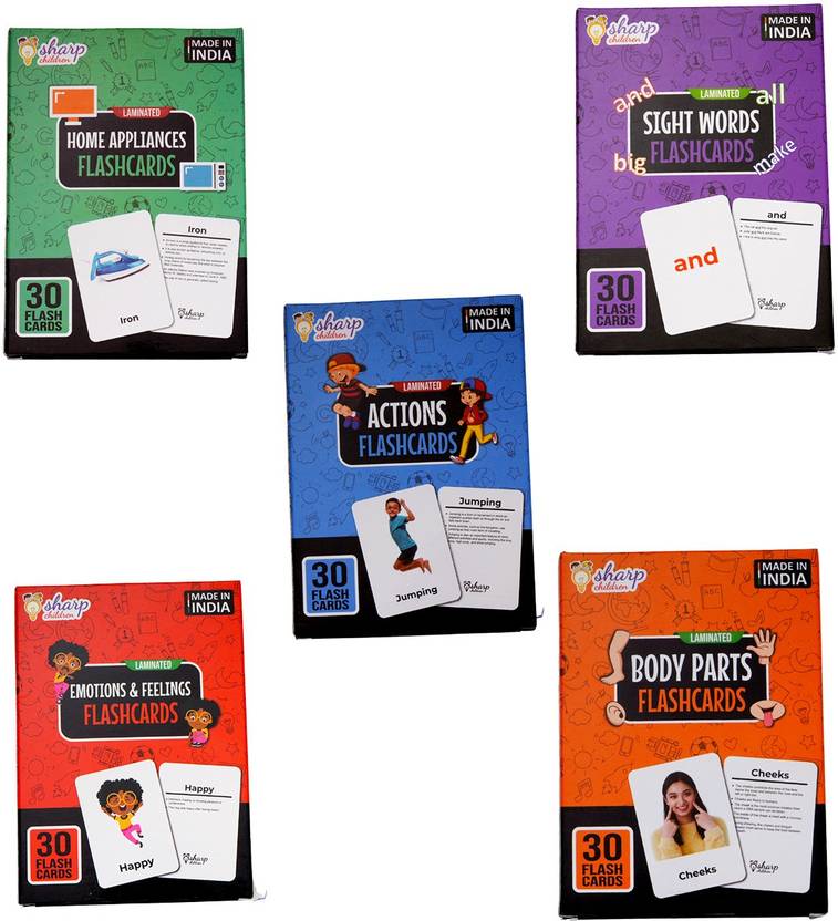 Sharp Children LAMINATED Flash Cards For Kids (Set Of 5 (C