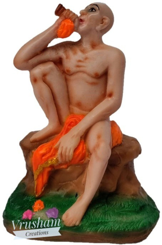 Vrusham Creations Gajanan Maharaj statue Decorative Showpiece  -  10 cm(Polyresin, Brown)