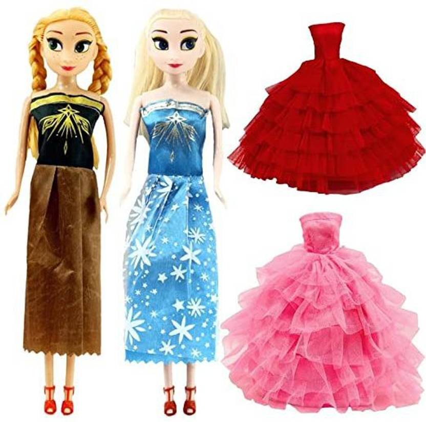 mini gifts Elsa And Anna Doll Set , Unbreakable Rubber Body With
