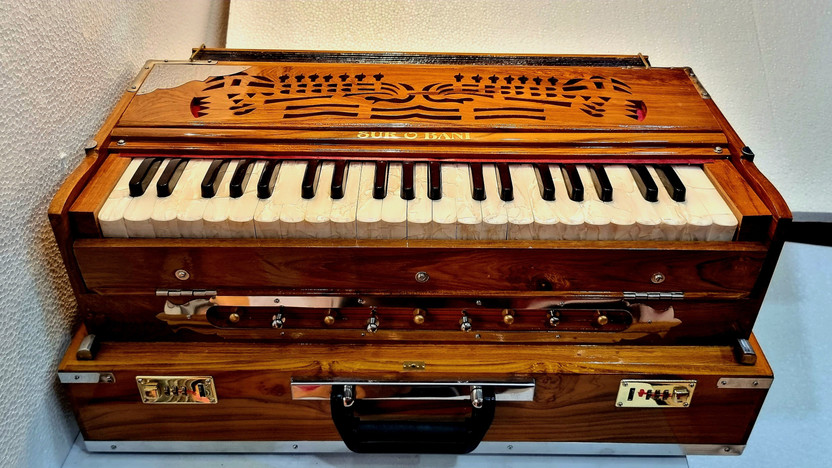 SUR O BANI SUR O BANI HARMONIUM 2LINE PALITANA RIDS BASS MALE (VERTICAL) PORTABLE 42KEYS Sur11 3.5 Octave Hand Pumped Harmonium(Seven Fold Bellow, Bass Reed, Male Reed)