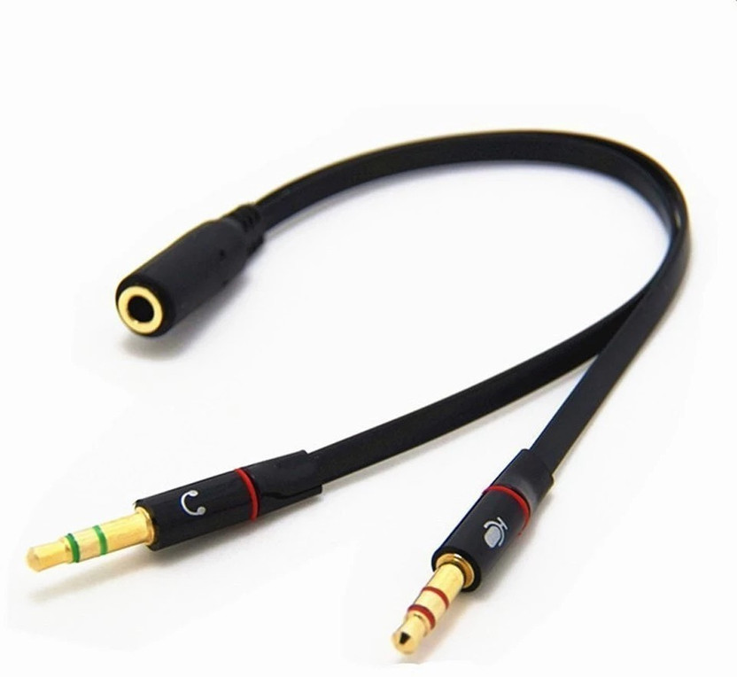 Crystonics Black 3.5mm Female to 2 Dual 3.5mm Male Headphone Mic & Audio Y Splitter Cable Phone Converter(PC or Laptop)