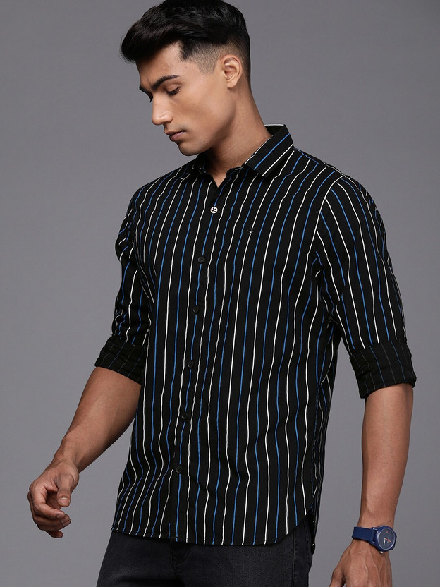 black shirt with stripes