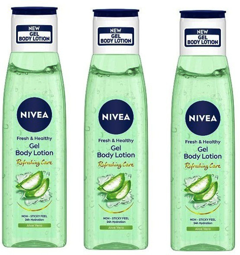 NIVEA Aloe Vera Gel Body lotion,Non-Sticky & fast absorbing Body lotion 75 ml*3(225 ml)