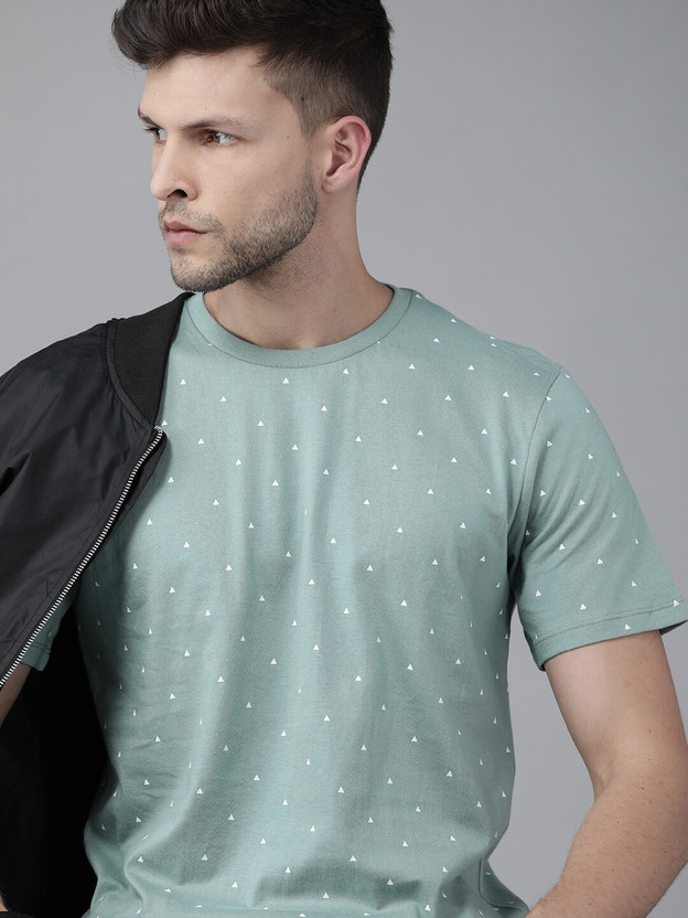 Roadster Printed Men Round Neck Green T-Shirt