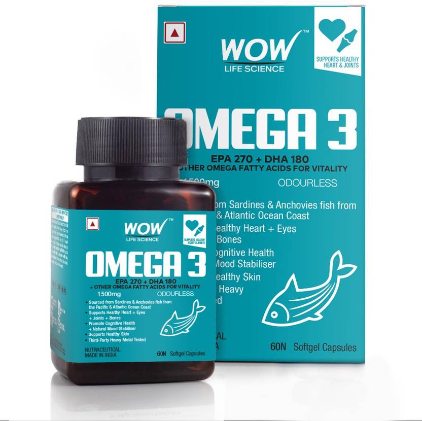WOW Life Science Omega3 1500mg Capsules with Fish oil EPA + DHA