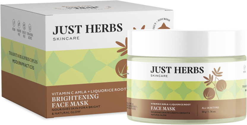 Just Herbs Vitamin C Clay Face Mask Pack with Amla & Liquorice Root For Detan & Brightening(50 g)