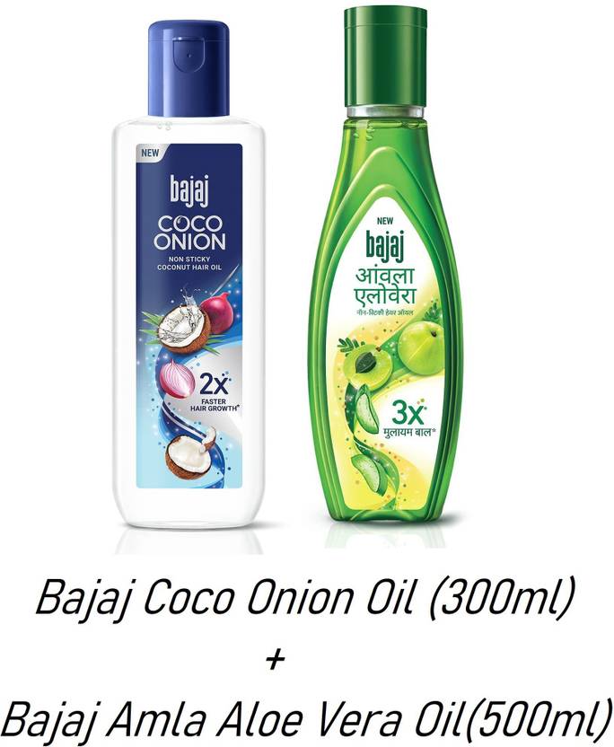 BAJAJ Coco Onion Hair Oil(300ml) + Amla Aloe Vera Hair Oil(500ml) Hair