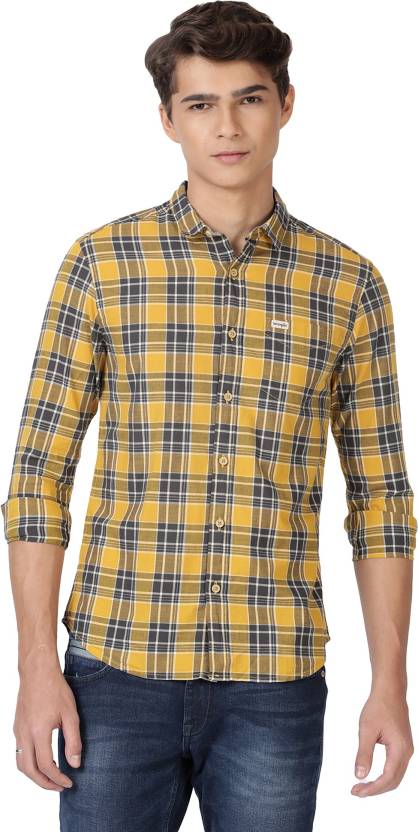 Wrangler Men Checkered Casual Yellow Shirt - Buy Wrangler Men Checkered  Casual Yellow Shirt Online at Best Prices in India 