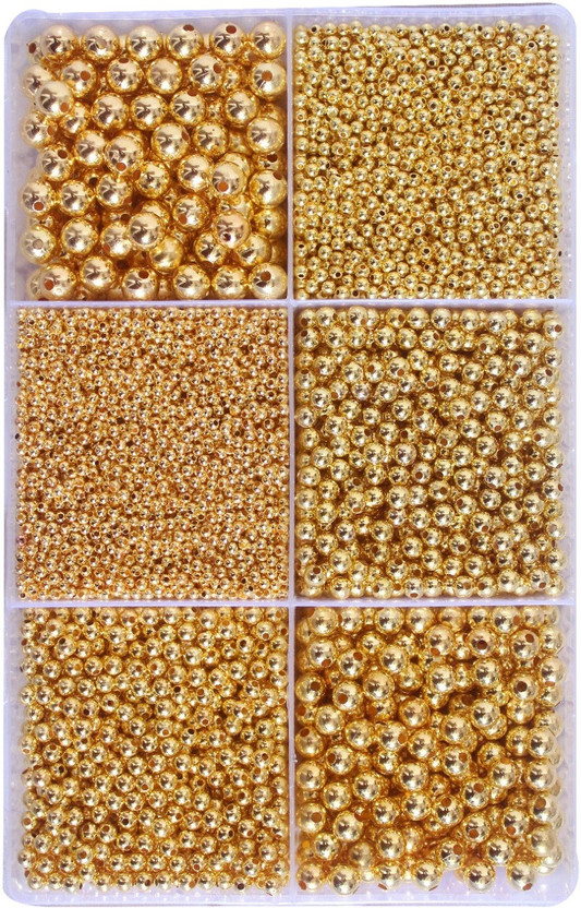 Atifa Gold color metalizing beads for craft and jewellery making[ total 3250 beads]