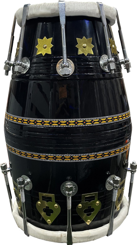 GT manufacturers Professional Glassy Black colour Dholak Nut & Bolts Dholak(Black)