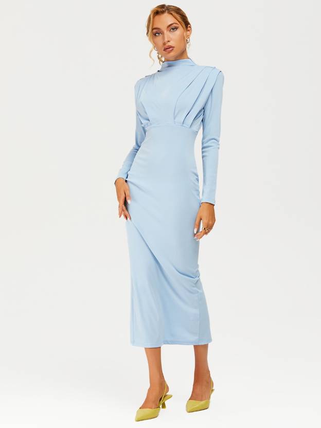 Urbanic Women Maxi Light Blue Dress - Buy Urbanic Women Maxi Light Blue ...