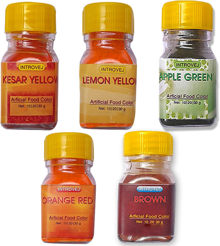INTROVEJ Artificial Food Color 5 (10gm each 1) Multicolor(50 g)