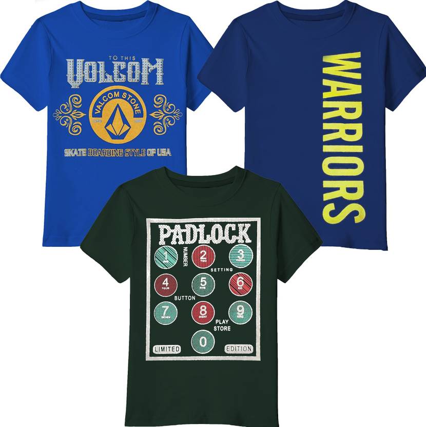 [Size 0 – 3 Months] SmartRAHO Boys Typography Cotton Blend T Shirt  (Multicolor, Pack of 3)