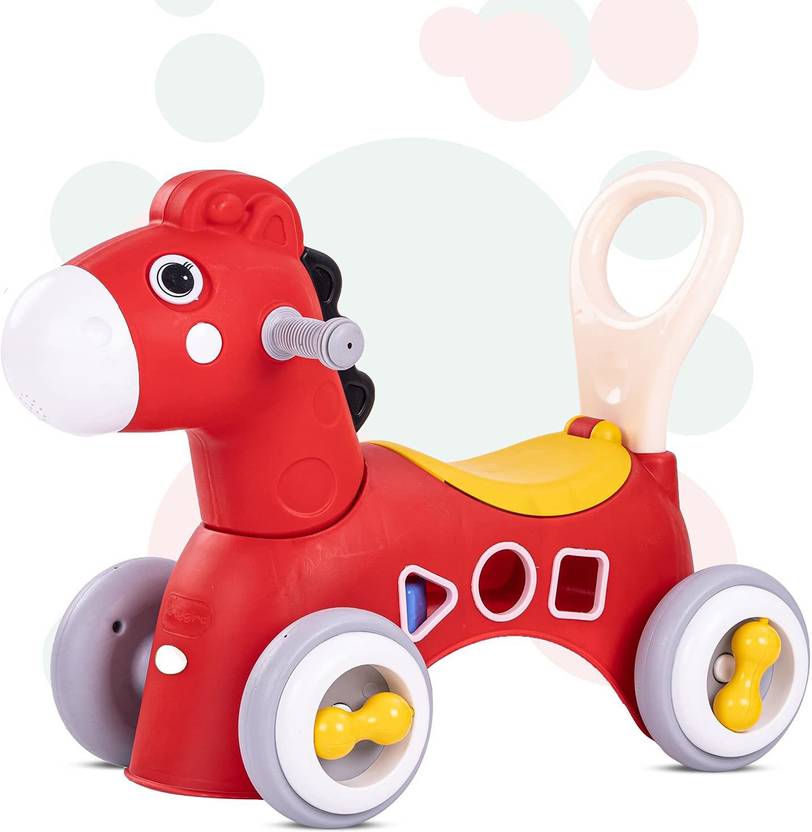 NAVRANGI Horse Rider RideOn for Kids with Shape Sorting Activity Car