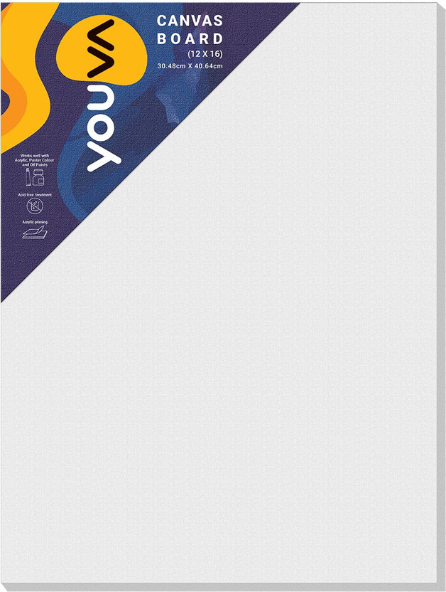 NAVNEET Youva Canvas Board 12" x 16" Cotton Medium Grain Board Canvas (Set of 1)(White)