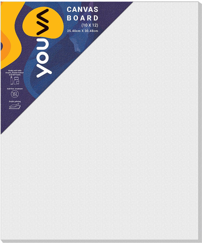 NAVNEET Youva Canvas Board 10" x 12" Cotton Medium Grain Board Canvas (Set of 3)(Multicolor)