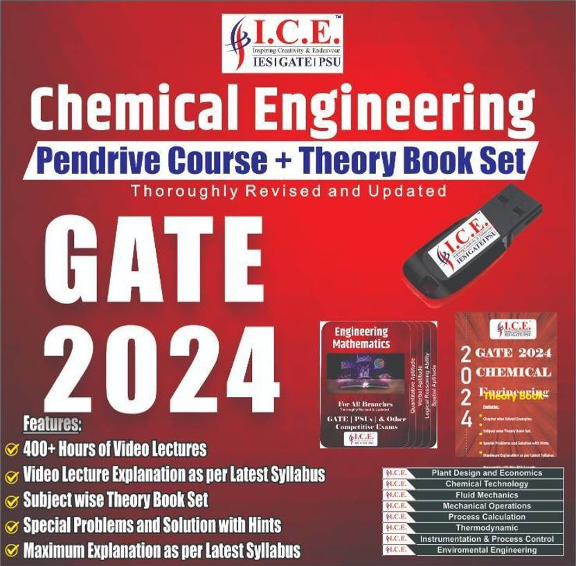 ICE GATE GATE Chemical Engineering 2024 Pendrive Course & Theory Books
