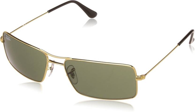 Buy Ray-Ban Rectangular Sunglasses Green For Men Online @ Best Prices in  India 