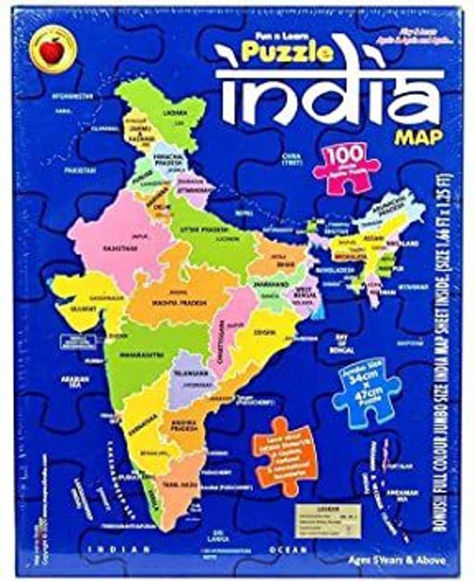Kmc kidoz India Map Puzzle ;100 Pieces ; Educational Game ; Learn with