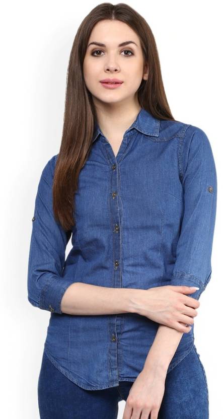starfilled Women Washed Party Dark Blue Shirt - Buy starfilled Women Washed  Party Dark Blue Shirt Online at Best Prices in India | Flipkart.com