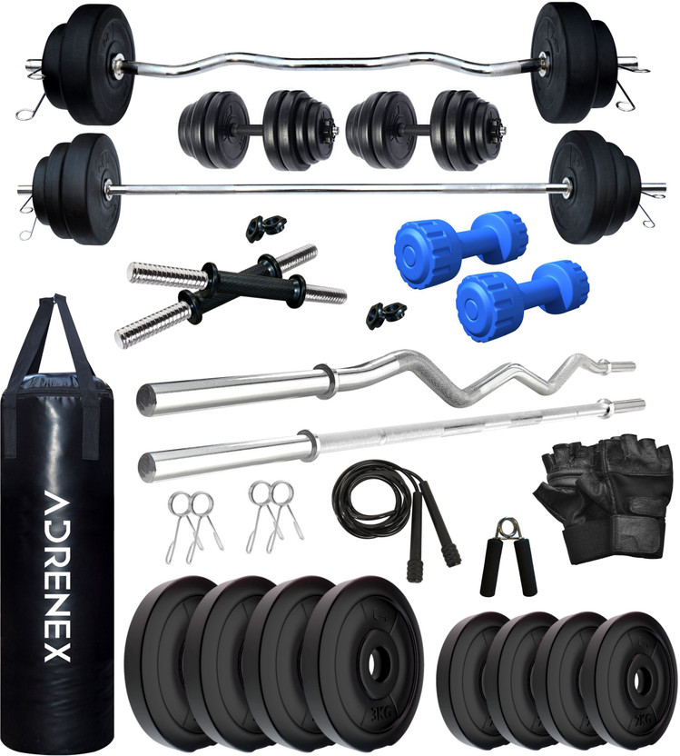 Adrenex 20 kg PVC COMBO 343 WB with Unfilled Punching Bag & PVC Dumbbells Home Gym Combo