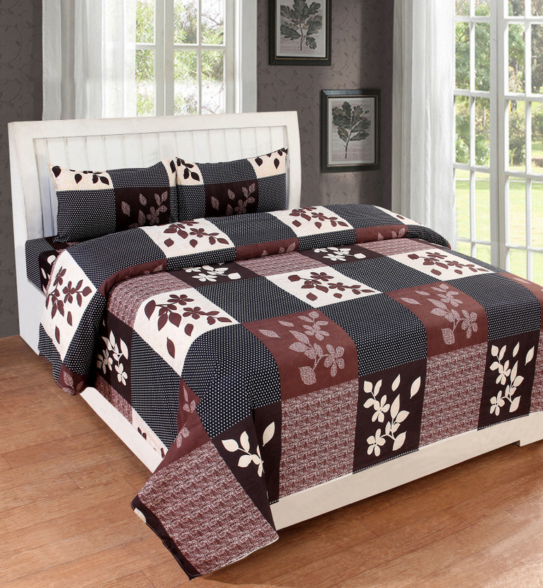 CECARO Polycotton, Cotton Queen Sized Bedding Set(Bedding Bedsheet, One Bedsheet With Two Pillow Covers)