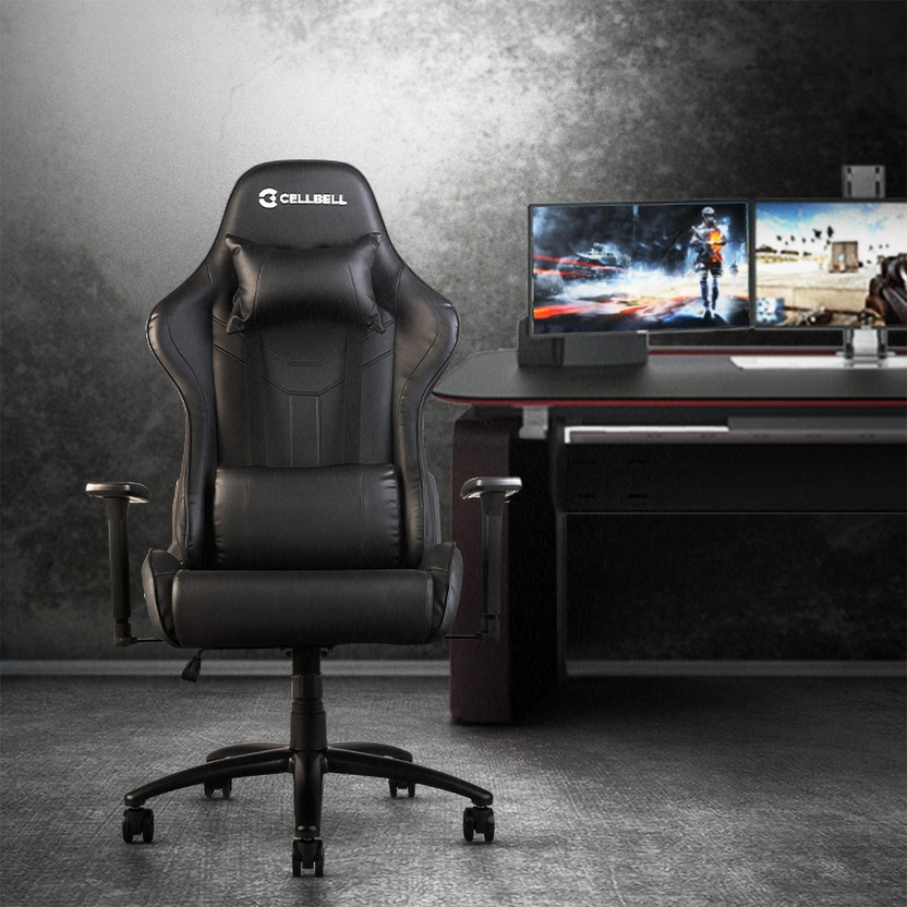 CELLBELL GC02 Transformer Series with Removable Neck Rest and Adjustable Back Cushion Gaming Chair(Black, Multicolor)