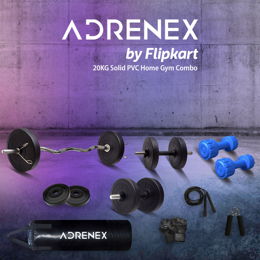 Adrenex 20 kg PVC COMBO 3 WB with Unfilled Punching Bag & PVC Dumbbells Home Gym Combo