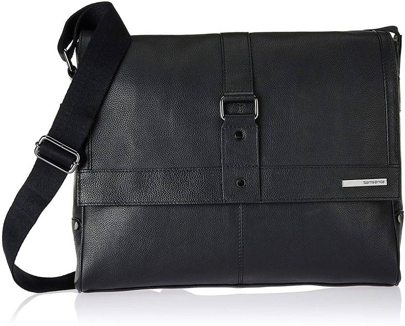 Samsonite Black Sling Bag Unisex Esquire Leather 37 cms Sling Bag