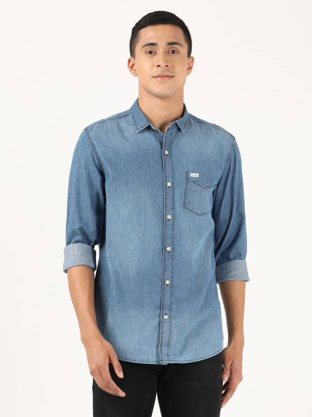 Wrangler Men Washed Casual Blue Shirt - Buy Wrangler Men Washed Casual Blue  Shirt Online at Best Prices in India 
