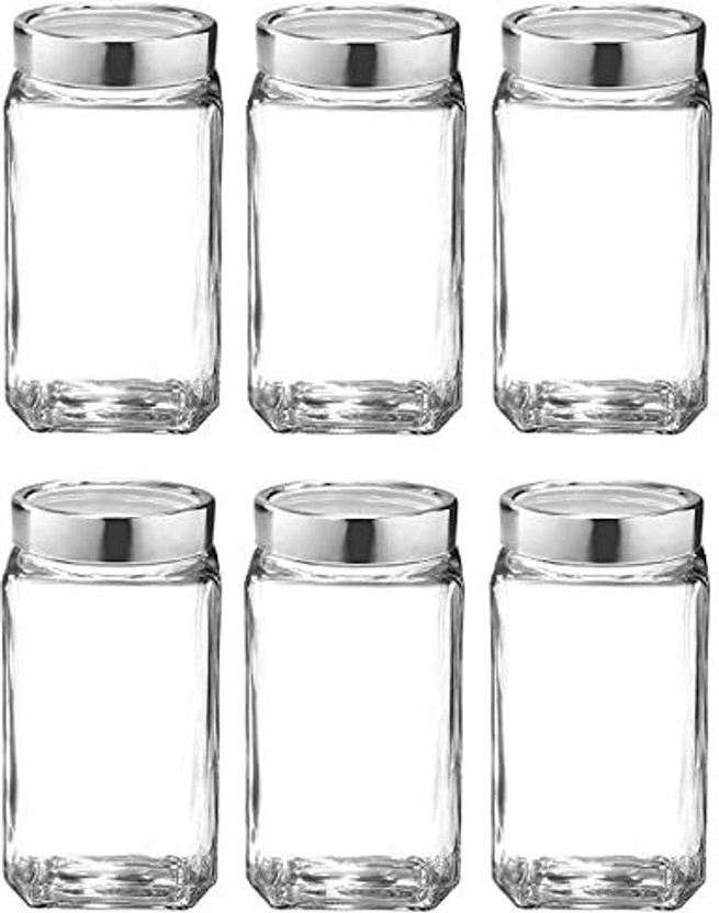 Flipkart Flipkart SmartBuy Glass Grocery Container  - 1000 ml(Pack of 6, Multicolor, Clear) - Flipkart Deal