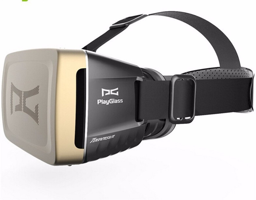 YK RETAIL PlayGlass Virtual Reality Helmet Glasses 3D Video Headset Box For 4-6" Screen(GOLDEN)