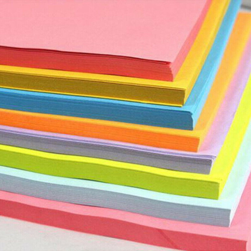 SHARMA BUSINESS Set of 100 Origami Sheets Size 28X21 Cm for Office and School Project Plain A4 70 gsm Origami Paper(Set of 10, Multicolor)