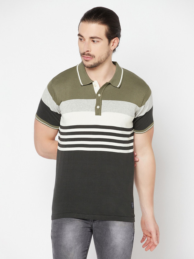 CANTABIL Striped Men Polo Neck Green T