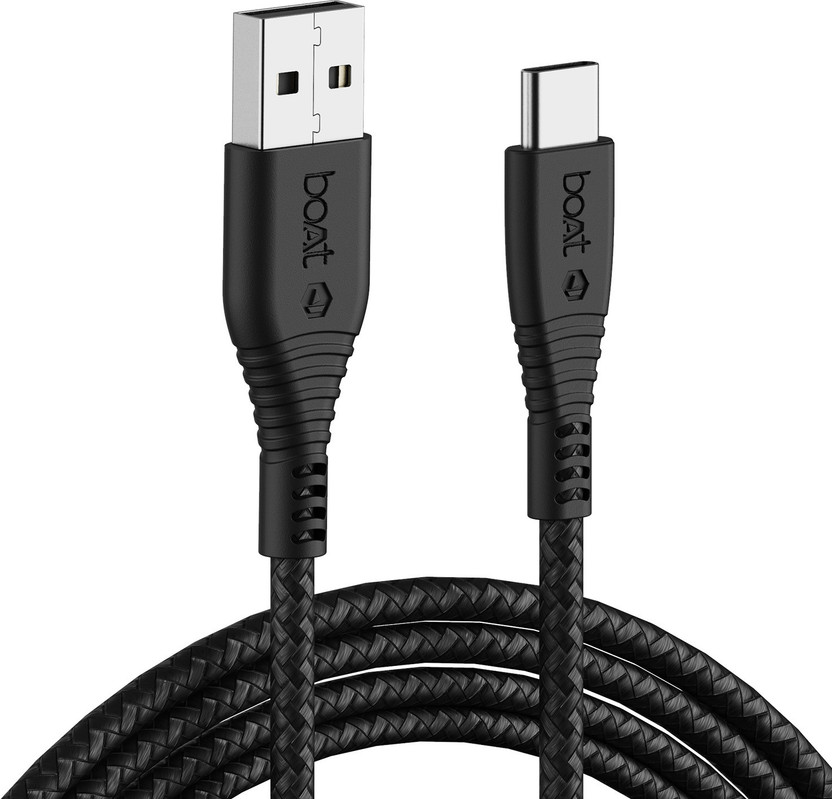 boAt USB Type C Cable 1.5 m Type C A325(Compatible with Mobile, Computer, Tablet, Black)