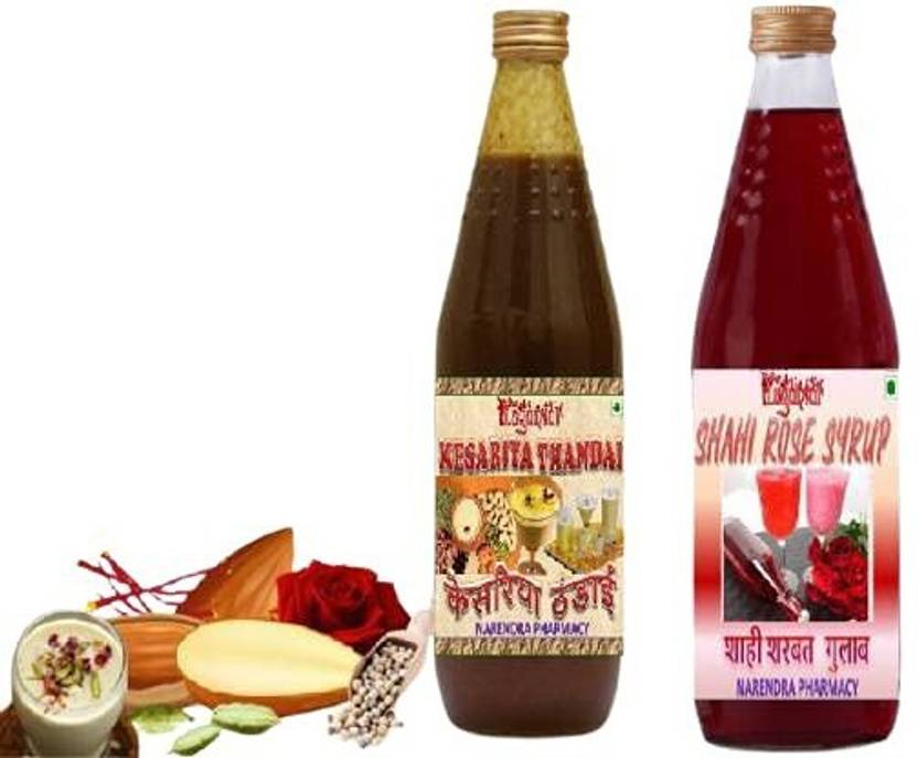 YUGANTAR SHAHI ROSE & KESARIYA BADAM THANDAI SYRUP (750 ML EACH) PACK