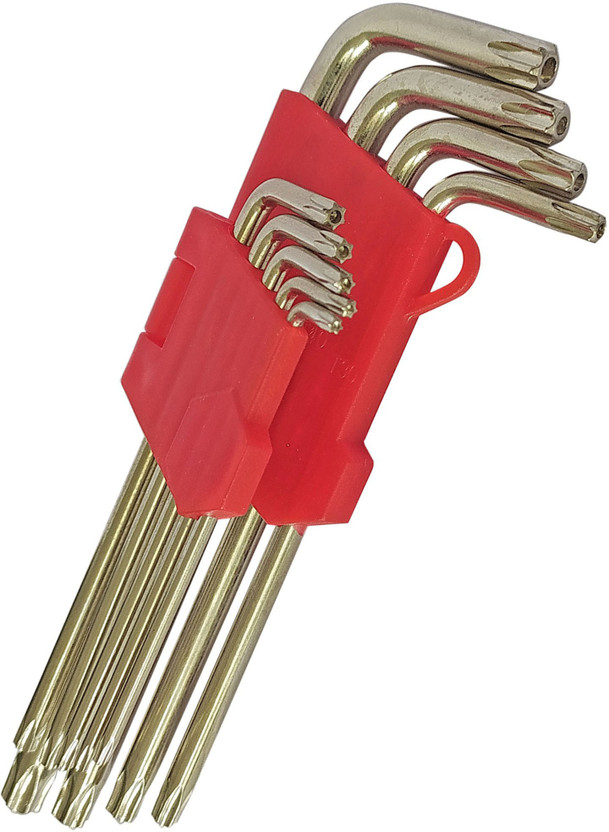 Inditrust Inditrust Heavy duty 9pc Silver Long Torx/Star allen key set Multi Size T10-T50 Allen Key Set - Flipkart Deal