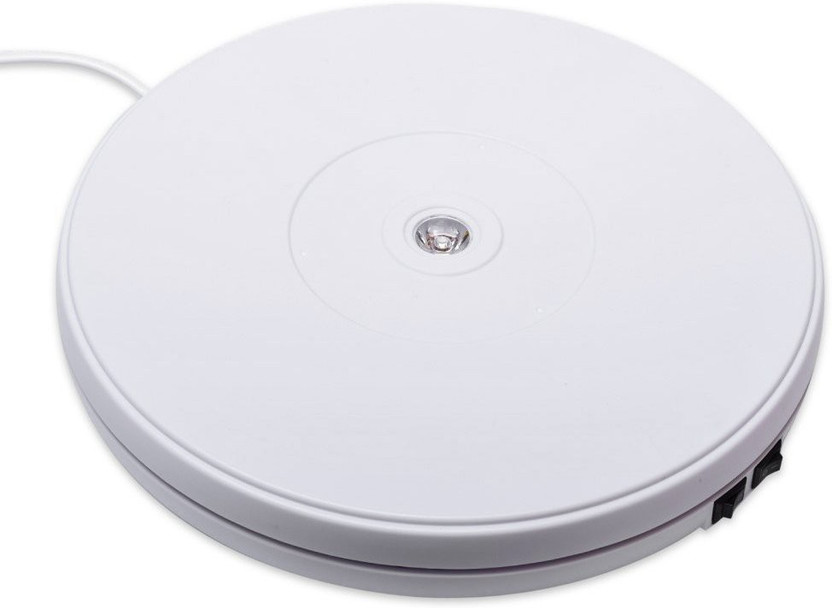 Stela NAL-250 25cmPlastic Electric Motorized Turntable Rotating Display Stand with LED Decorative Showpiece  -  7 cm(Ceramic, White)