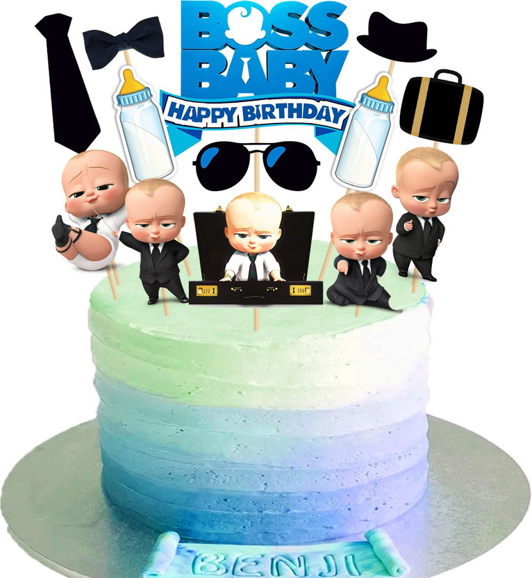 ZYOZI Boss Baby Birthday Party Supplies,1 set Boss Baby Party Supplies Set for Boys Cake Topper(Blue Pack of 13)