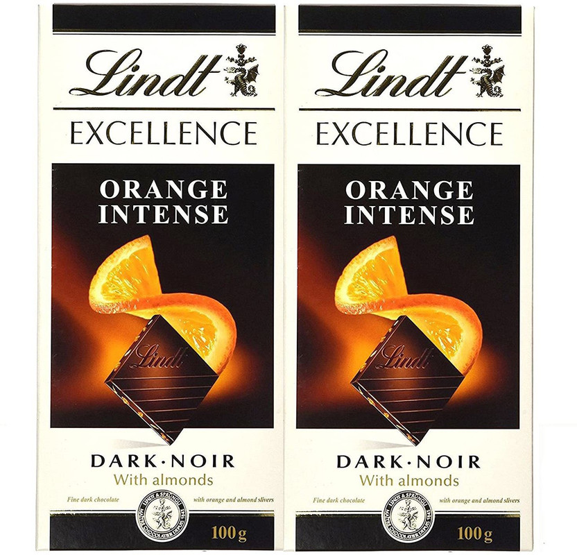 LINDT Excellence Orange Intense Dark Chocolate Pack of 2 Bars(2 x 100 g)