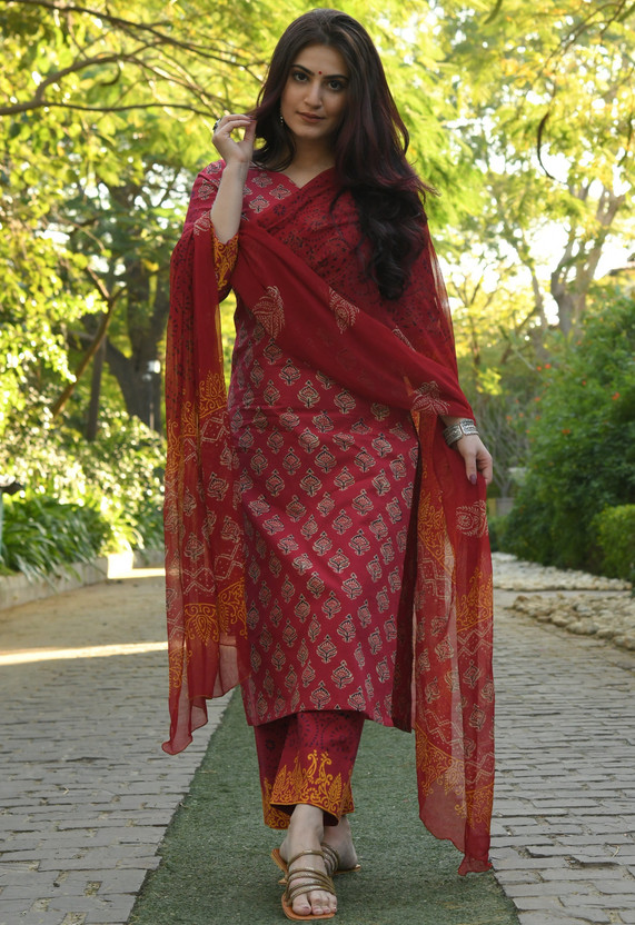 Cotton Turquoise One Side Embroidered Kurta Set Mustered Yellow Palazzo Pant