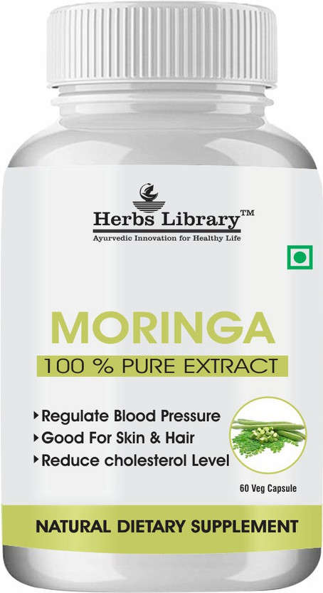 Herbs Library Moringa Capsules Blood Pressure,Cholestrol,Good For Skin Hair(60 Capsules)(60 Capsules)