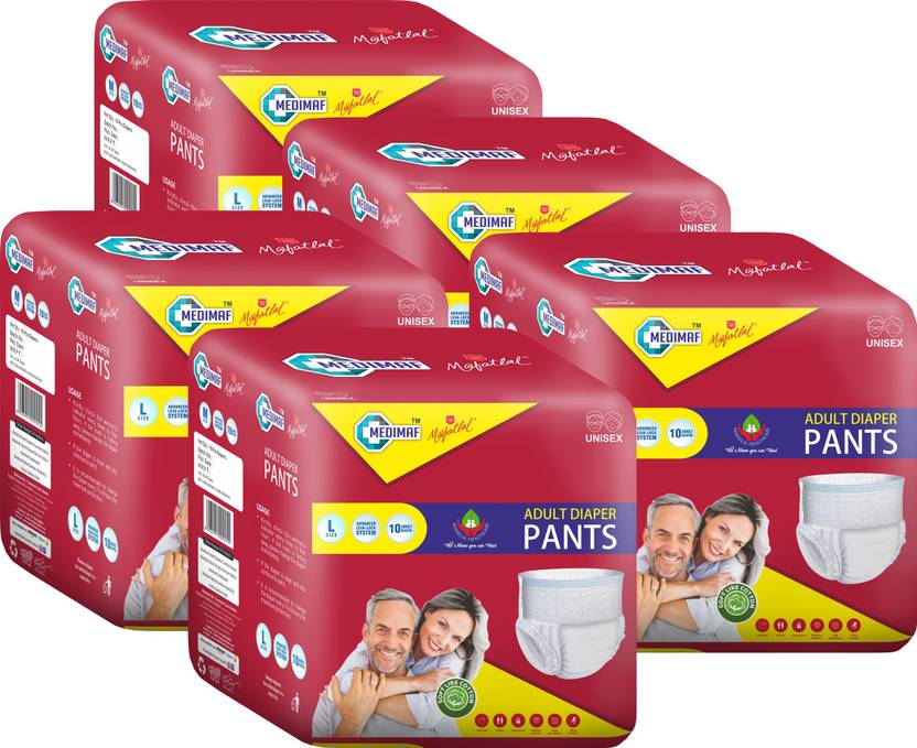 MEDIMAF by MAFATLAL Adult Diaper Pants 50 Count (Large) Adult Diapers