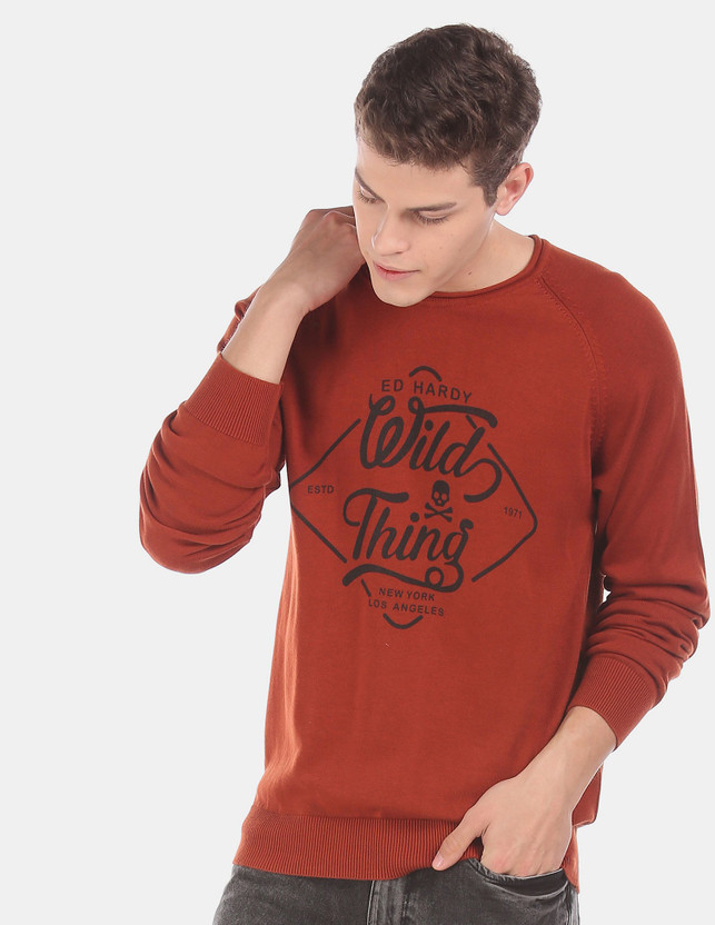 ED HARDY Printed Round Neck Casual Men 