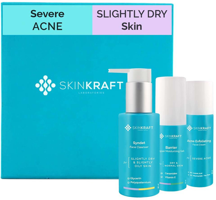 Skinkraft Severe Acne Kit For Slightly Dry Skin(3 Items in the set)